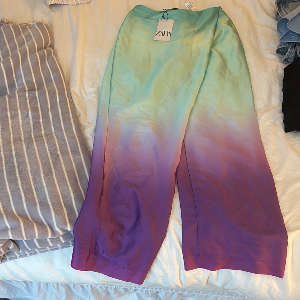 Zara Multicolor Ombre Wide-Leg Trousers